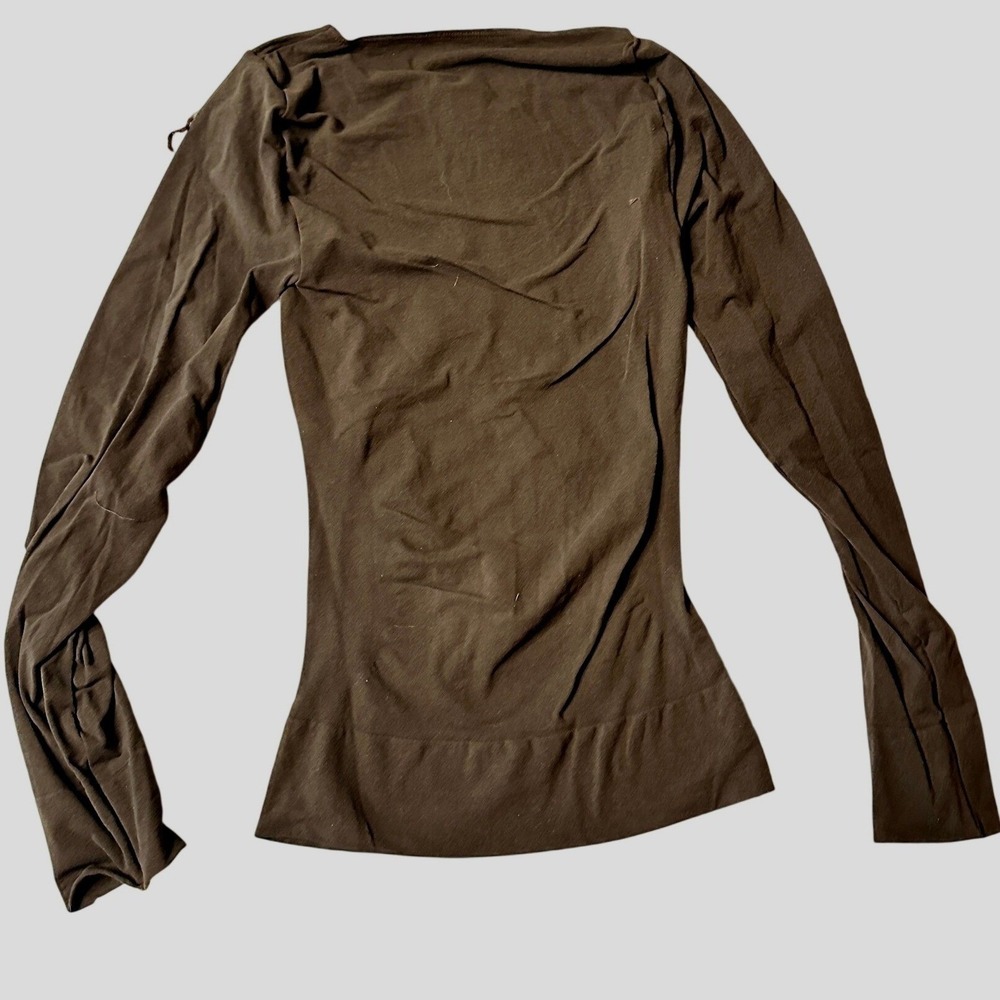 Spanx Long Sleeve Crew Top Womens 1X Bittersweet Brown Compression 977 NWT - Picture 4 of 10